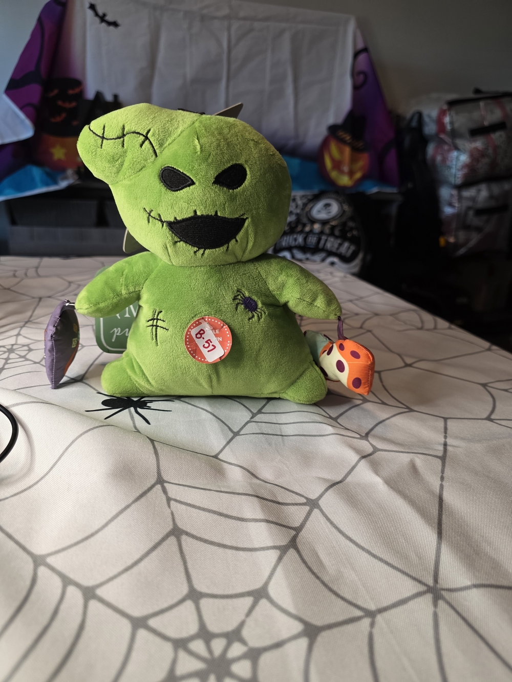 Disney Oggie Halloween Monster Plush with Purple and Orange Dangling Accessories